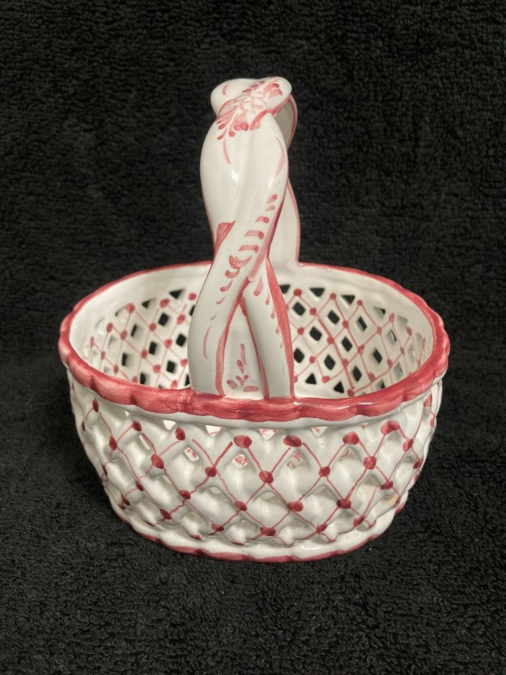 Vintage R.C. & Cal Juncal Ceramic Basket from Porto De Mos Portugal